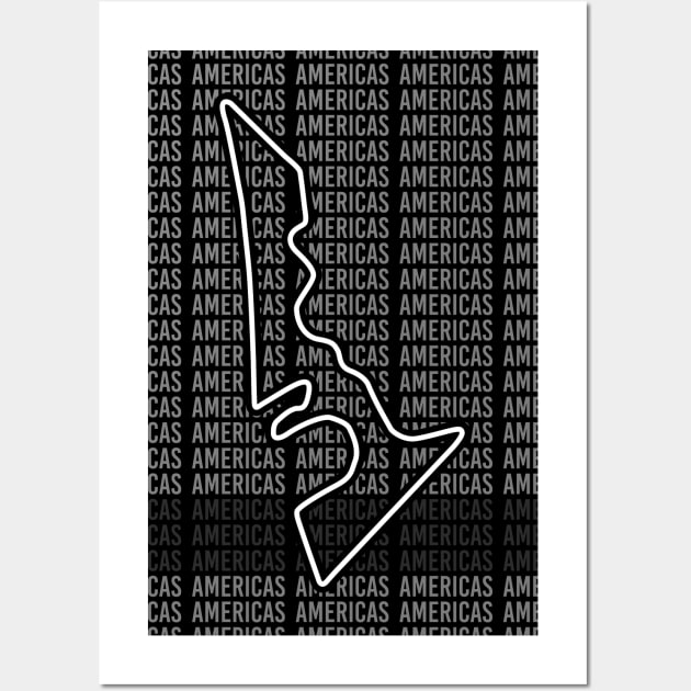 Americas  - F1 Circuit - Black and White Wall Art by GreazyL